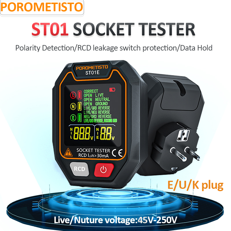 Power Tools Uk Review - POROMETISTO ST01 Цифровой тестер розеток с